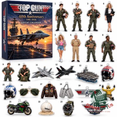 Top Gun 40th Anniversary 2026 Advent Calendar - front box with numbered character ornaments