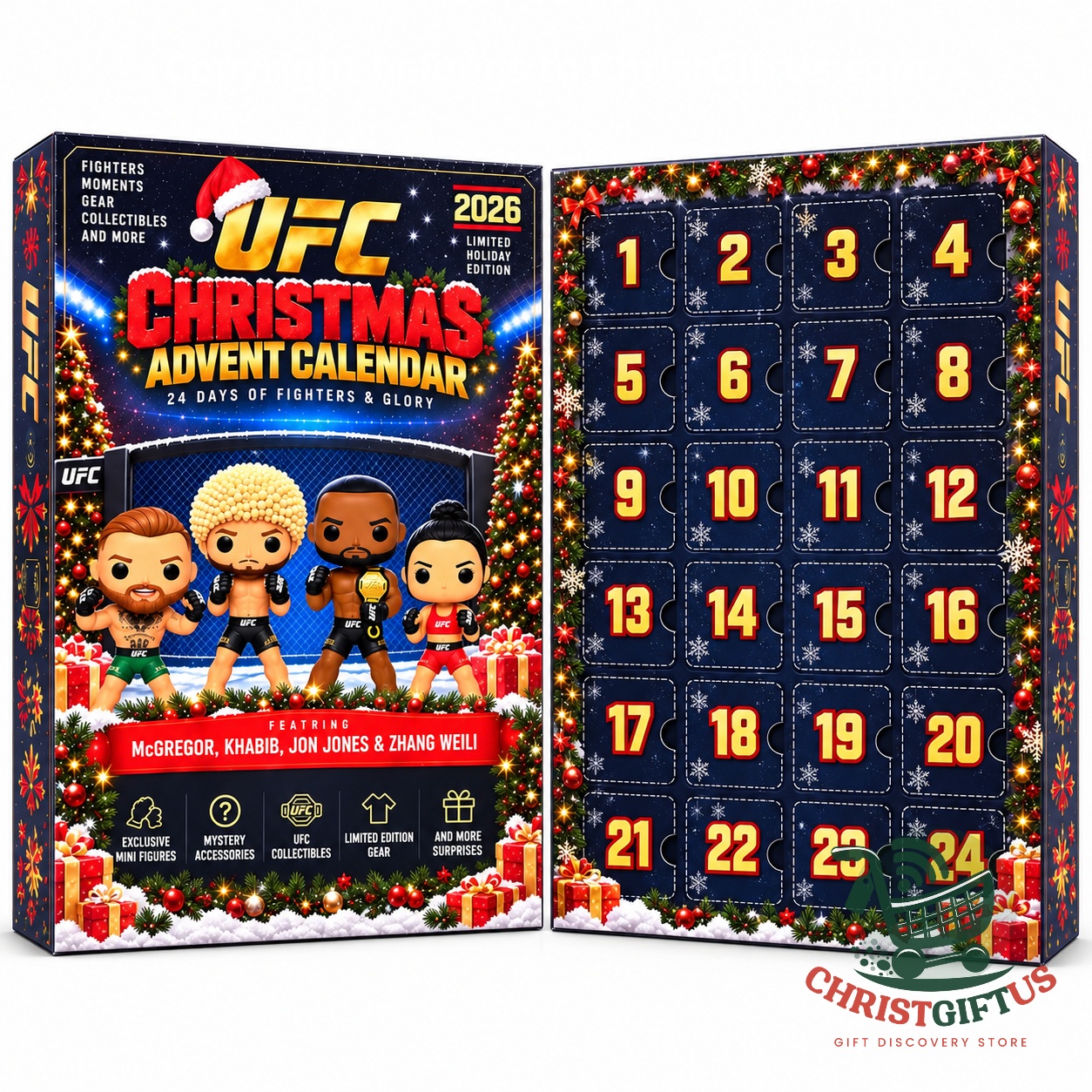 UFC Advent Calendar - middle rows of numbered fighter mini figures
