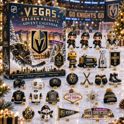 Vegas Golden Knights 2026 Advent Calendar - front view showing 24 themed collectible compartments