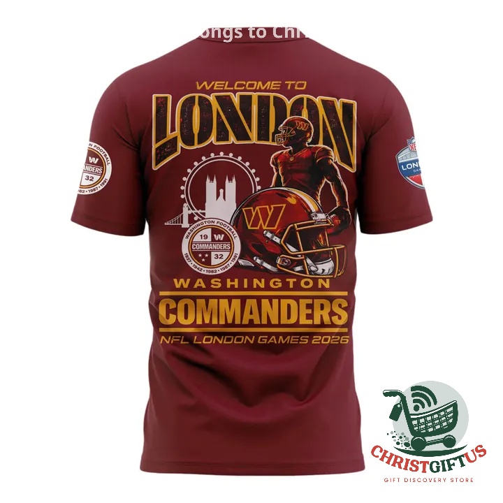 Washington Commanders NFL London Games 2026 T-Shirt - photo 3