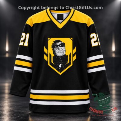 Winnipeg Comiccon 21 Limited Edition Hockey Jersey - front view with central character graphic