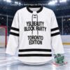 YSL Beauty Block Party Toronto Edition Hockey Jersey - front view with bold black lettering